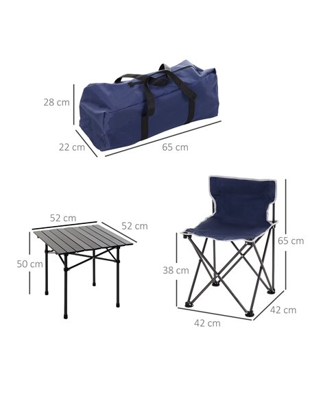 Outsunny 5 Piece Camping Table & Chairs Set with Carrying Bag, Blue A20-117 - pic 45592 | FastDaddyshop