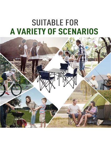 Outsunny 5 Piece Camping Table & Chairs Set with Carrying Bag Foldable Portable Lightweight Compact Aluminium Roll-up Top for pi - pic 45595 | FastDaddyshop