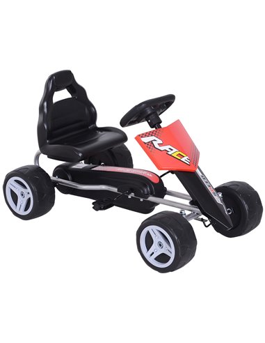 HOMCOM Kids Pedal Go Kart Ride-on, 80Lx49Wx50Hcm-Red/Black