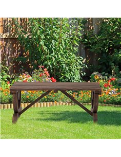 Outsunny Garden Outdoor Rustic Wooden Bench, Brown 84B-410 2