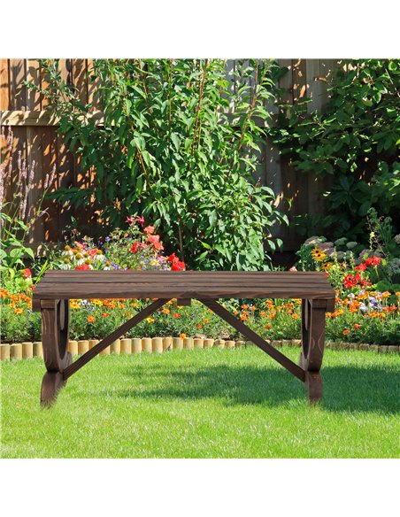 Outsunny Garden Outdoor Rustic Wooden Bench, Brown 84B-410 - pic 45618 | FastDaddyshop