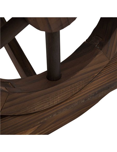 Outsunny Garden Rustic Wooden Bench Wheel-Shaped Legs Slatted Seats Stable Reinforced Structure Outdoor Patio Garden 2-Person Be - pic 45625 | FastDaddyshop