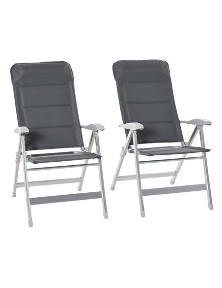 Outsunny 2 Pcs Patio Folding Dining Chair with Adjustable Back, Grey 84B-566V01 - pic 45626 | FastDaddyshop