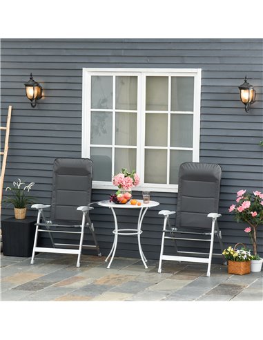 Outsunny 2 Pcs Patio Folding Dining Chair with Adjustable Back, Grey 84B-566V01