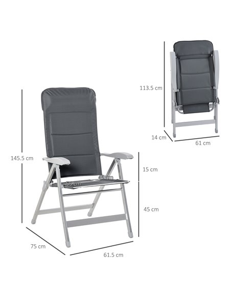Outsunny 2 Pcs Patio Folding Dining Chair with Adjustable Back, Grey 84B-566V01 - pic 45628 | FastDaddyshop