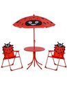 Outsunny Kids Folding Picnic Table and Chairs Set Ladybug Pattern with Parasol 312-024RD