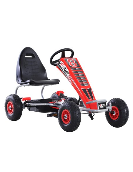 HOMCOM Pedal Go Kart Ride on Car Racing Style w/ Adjustable Seat Handbrake & Clutch in Red - pic 4564 | FastDaddyshop