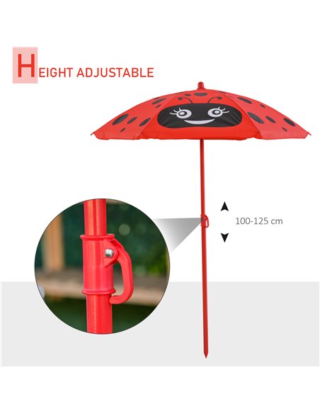 Outsunny Kids Folding Picnic Table and Chairs Set Ladybug Pattern Outdoor w/ Parasol 312-024RD - pic 45640 | FastDaddyshop