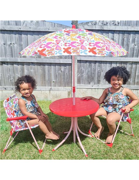 Outsunny Kids Folding Picnic Table and Chairs Set Color Stripes Outdoor w/ Parasol 312-025PK - pic 45645 | FastDaddyshop