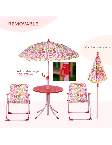 Outsunny Kids Folding Picnic Table and Chairs Set Color Stripes Outdoor w/ Parasol 312-025PK - pic 45649 | FastDaddyshop