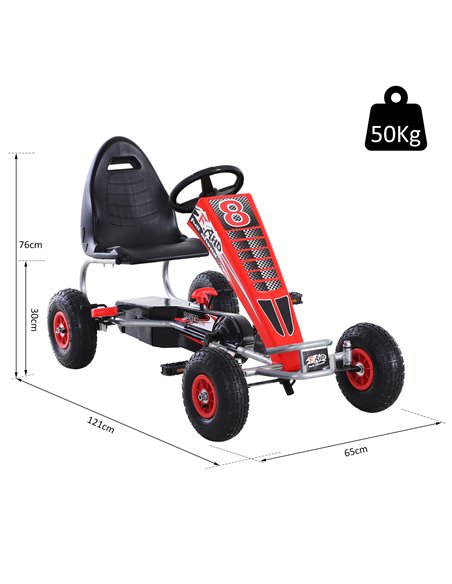 HOMCOM Pedal Go Kart Ride on Car Racing Style w/ Adjustable Seat Handbrake & Clutch in Red - pic 4565 | FastDaddyshop