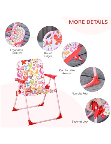 Outsunny Kids Folding Picnic Table and Chairs Set Color Stripes Outdoor w/ Parasol 312-025PK