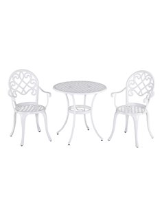 Outsunny 3PCs Aluminium Garden Table Set Bistro Set, White 84B-505