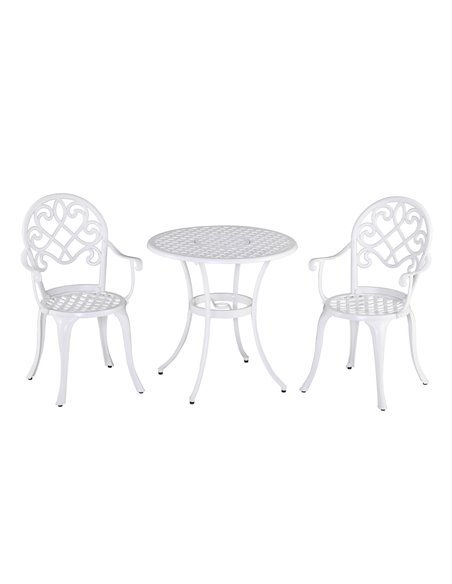 Outsunny 3PCs Aluminium Garden Table Set Bistro Set, White 84B-505 - pic 45670 | FastDaddyshop