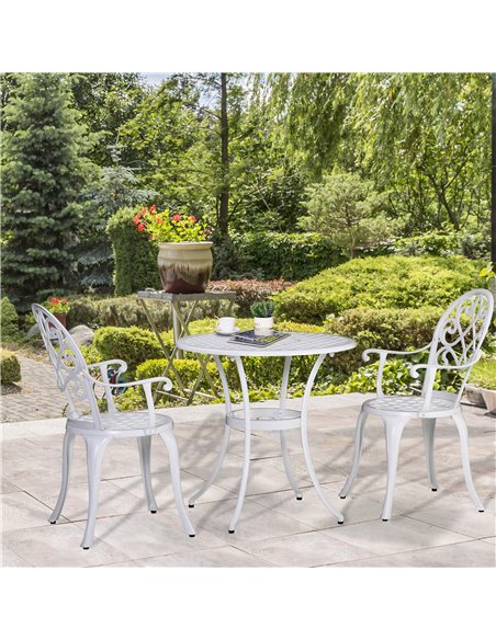 Outsunny 3PCs Aluminium Garden Table Set Bistro Set, White 84B-505 - pic 45671 | FastDaddyshop