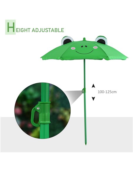 Outsunny Kids Folding Picnic Table and Chair Set Frog Pattern with Removable & Height Adjustable Sun Umbrella, Green 312-024GN - pic 45711 | FastDaddyshop
