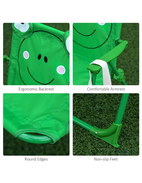 Outsunny Kids Folding Picnic Table and Chair Set Frog Pattern with Removable & Height Adjustable Sun Umbrella, Green 312-024GN - pic 45712 | FastDaddyshop