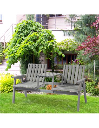 Outsunny 2-Seater Furniture Wooden Garden Bench, Grey 84B-394