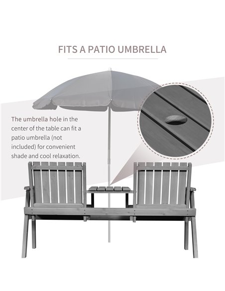Outsunny 2-Seater Furniture Wooden Garden Bench Antique Loveseat Chair, Table Conversation Set for Yard, Lawn, Porch, Patio, Gre - pic 45719 | FastDaddyshop