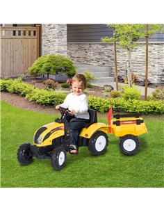 HOMCOM Kids Pedal Go-Kart Ride-On Tractor w/ Rake on Four Wheels