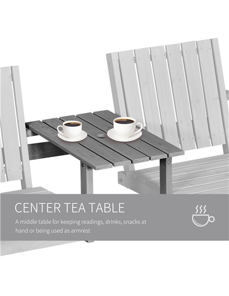 Outsunny 2-Seater Furniture Wooden Garden Bench Antique Loveseat Chair, Table Conversation Set for Yard, Lawn, Porch, Patio, Gre - pic 45720 | FastDaddyshop