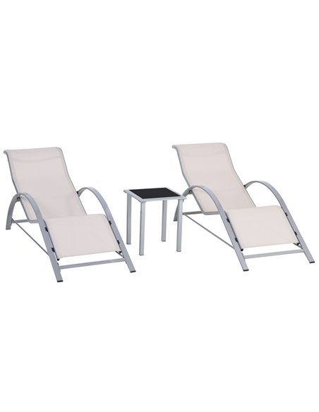 Outsunny 3 Pieces Lounge Metal Frame Chair Set, Cream 84B-570CW - pic 45724 | FastDaddyshop