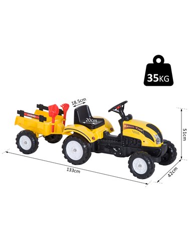 HOMCOM Kids Pedal Go-Kart Ride-On Tractor w/ Rake on Four Wheels