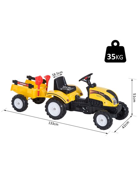 HOMCOM Kids Pedal Go-Kart Ride-On Tractor w/ Rake on Four Wheels - pic 4573 | FastDaddyshop