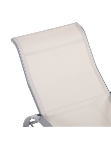 Outsunny 3 Pieces Lounge Chair Set Metal Frame Garden Outdoor Recliner Sunbathing Chair with Table, Cream 84B-570CW