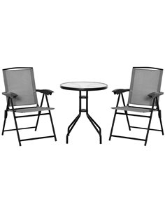 Outsunny 3 Piece Patio Furniture Bistro Set, Grey 84B-225GY