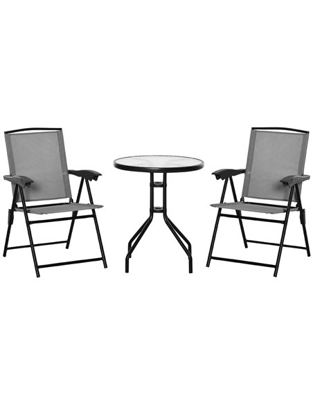 Outsunny 3 Piece Patio Furniture Bistro Set, Grey 84B-225GY - pic 45733 | FastDaddyshop