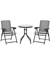 Outsunny 3 Piece Patio Furniture Bistro Set, Grey 84B-225GY