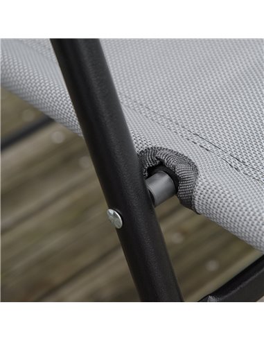 Outsunny 3 Piece Patio Furniture Bistro Set 2 Folding Chairs 1 Tempered Glass Table  Adjustable Backrest - Grey 84B-225GY