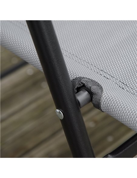 Outsunny 3 Piece Patio Furniture Bistro Set 2 Folding Chairs 1 Tempered Glass Table  Adjustable Backrest - Grey 84B-225GY - pic 45741 | FastDaddyshop