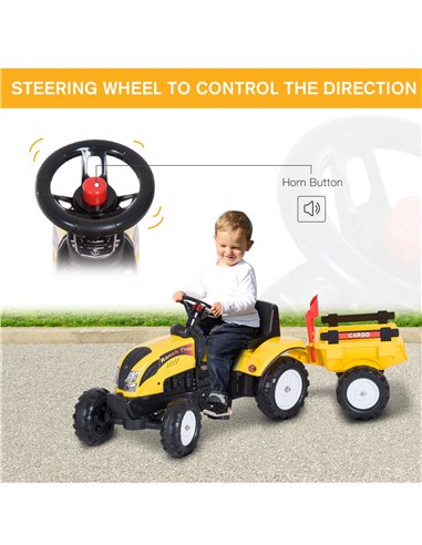 HOMCOM Kids Pedal Go-Kart Ride-On Tractor w/ Rake on Four Wheels