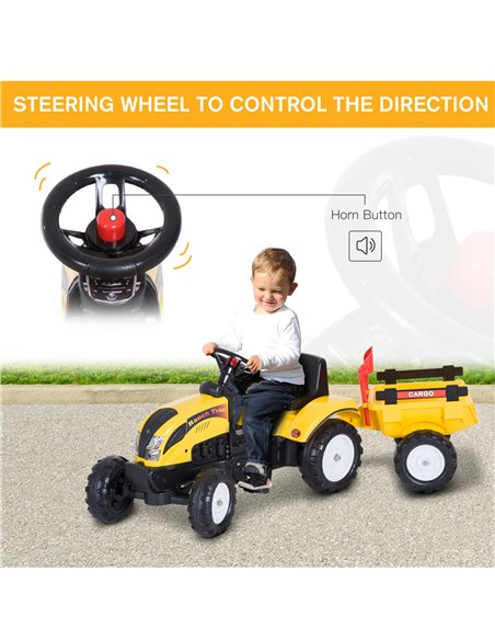 HOMCOM Kids Pedal Go-Kart Ride-On Tractor w/ Rake on Four Wheels - pic 4575 | FastDaddyshop
