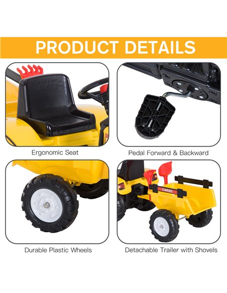 HOMCOM Kids Pedal Go-Kart Ride-On Tractor w/ Rake on Four Wheels - pic 4576 | FastDaddyshop