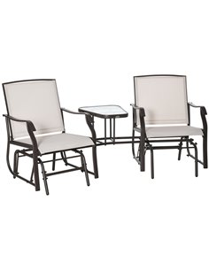 Outsunny Garden Double Glider Rocking Chairs, Beige 84A-084BG