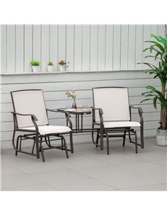 Outsunny Garden Double Glider Rocking Chairs, Beige 84A-084BG 2