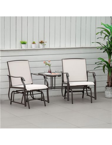 Outsunny Garden Double Glider Rocking Chairs, Beige 84A-084BG