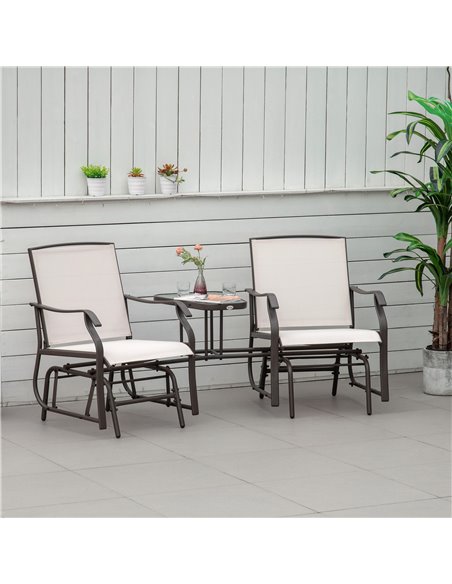 Outsunny Garden Double Glider Rocking Chairs, Beige 84A-084BG - pic 45761 | FastDaddyshop