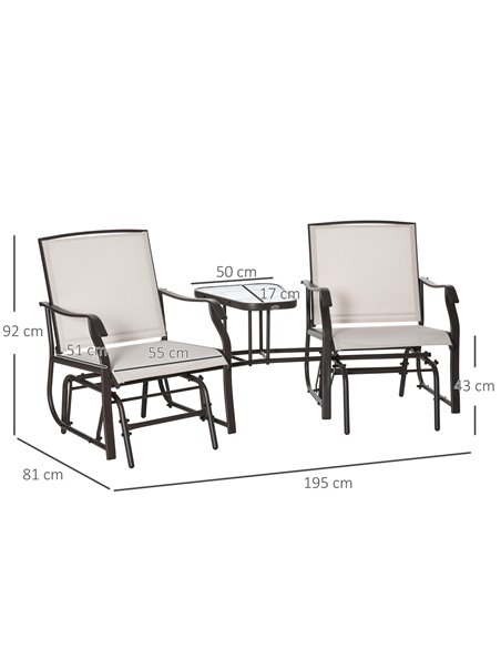 Outsunny Garden Double Glider Rocking Chairs Gliding Love Seat with Middle Table Conversation Set Patio Backyard Relax Outdoor F - pic 45762 | FastDaddyshop