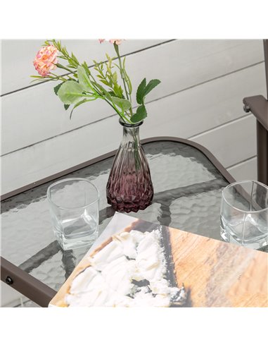 Outsunny Garden Double Glider Rocking Chairs Gliding Love Seat with Middle Table Conversation Set Patio Backyard Relax Outdoor F