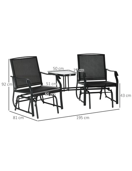Outsunny Garden Double Glider Rocking Chairs Gliding Love Seat with Middle Table Conversation Set Patio Backyard Relax Outdoor F - pic 45798 | FastDaddyshop