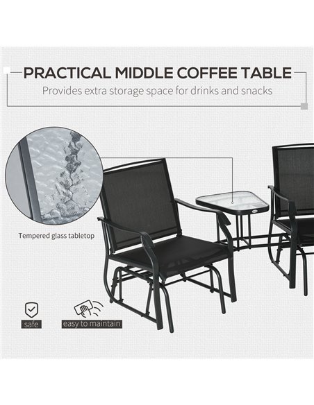 Outsunny Garden Double Glider Rocking Chairs Gliding Love Seat with Middle Table Conversation Set Patio Backyard Relax Outdoor F - pic 45799 | FastDaddyshop