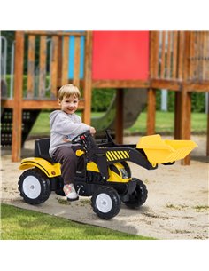 HOMCOM Pedal Go Kart Ride On Excavator W/ Front Loader Digger Four Wheels Child Toy
