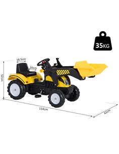 HOMCOM Pedal Go Kart Ride On Excavator W/ Front Loader Digger Four Wheels Child Toy 2