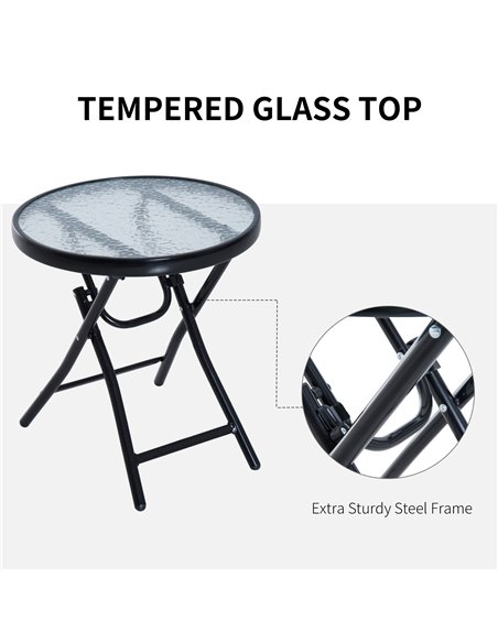 Outsunny 3 Piece Outdoor Rocking Set with 2 Folding Chairs and 1 Tempered Glass Table, Patio Bistro Set for Garden, Deck, Beige  - pic 45810 | FastDaddyshop