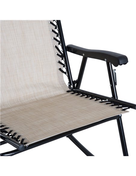 Outsunny 3 Piece Outdoor Rocking Set with 2 Folding Chairs and 1 Tempered Glass Table, Patio Bistro Set for Garden, Deck, Beige  - pic 45812 | FastDaddyshop
