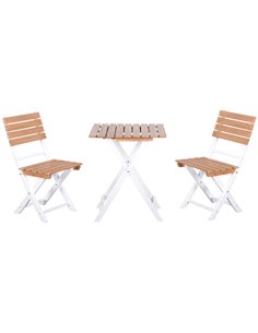 Outsunny 3 Piece Folding Outdoor Chairs and Table Set, Natural 84B-789ND
